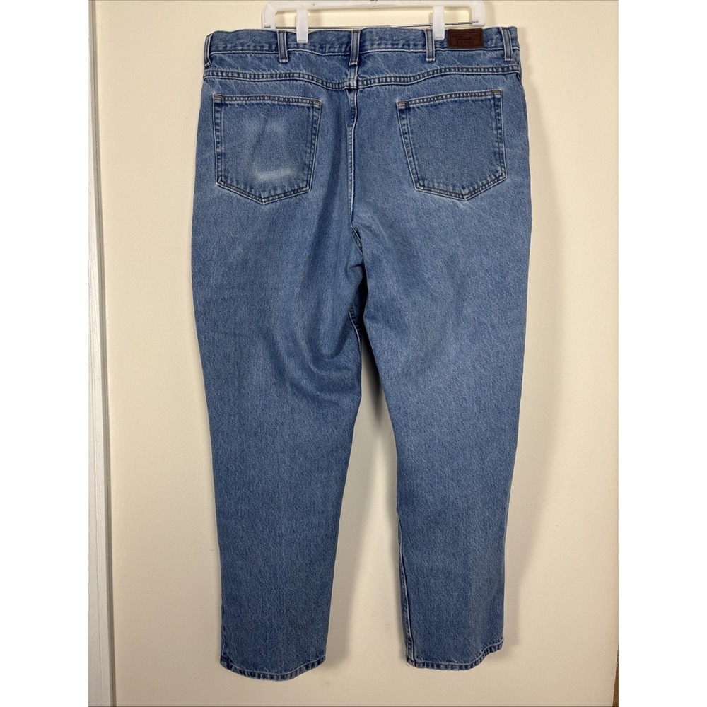 LL Bean Natural Fit Jeans Mens 42x32 Fit 40x30 Blue Denim Pants Straight Leg Vtg - Picture 5 of 13